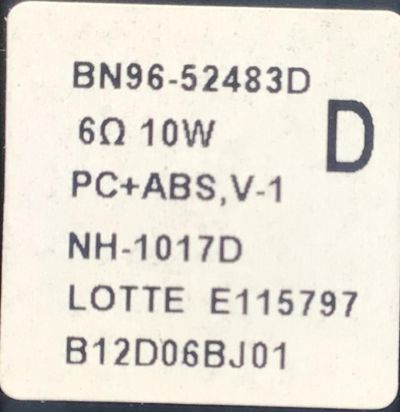 KIT DE BOCINAS (2PZS) PARA TV SAMSUNG / NUMERO DE PARTE BN96-52483D / E1115797 / B12D06BJ01 / 6Ω 10W / PC+ABS,V-1 / NH-1017D / PANEL CY-QB070HGSV1H / MODELO UN75AU8000BXZA / QN70Q60BDFXZA UA03  / UN75AU8000BXZA - Imagen 2